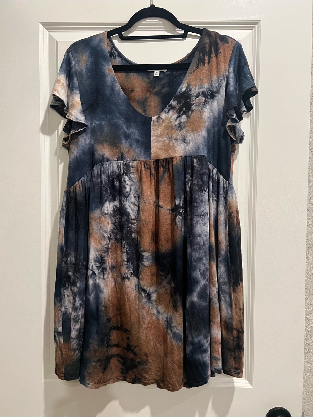 white birch Blue and Brown Tie-Dye Top